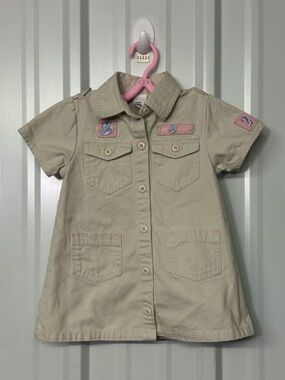 Infant Girls Khaki Camp Dress Safari Core Utility Minimalist Outdoor Aesthetic